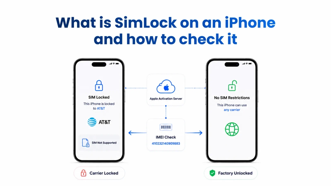 Visual comparison of a carrier-locked iPhone and a factory-unlocked iPhone