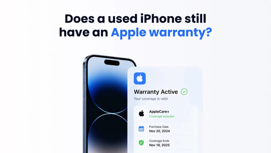 Used iPhone showing an active AppleCare warranty status.