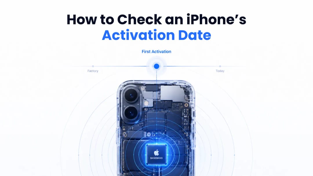 Graphic of an iPhone baseband chip triggering the first activation point on a timeline.