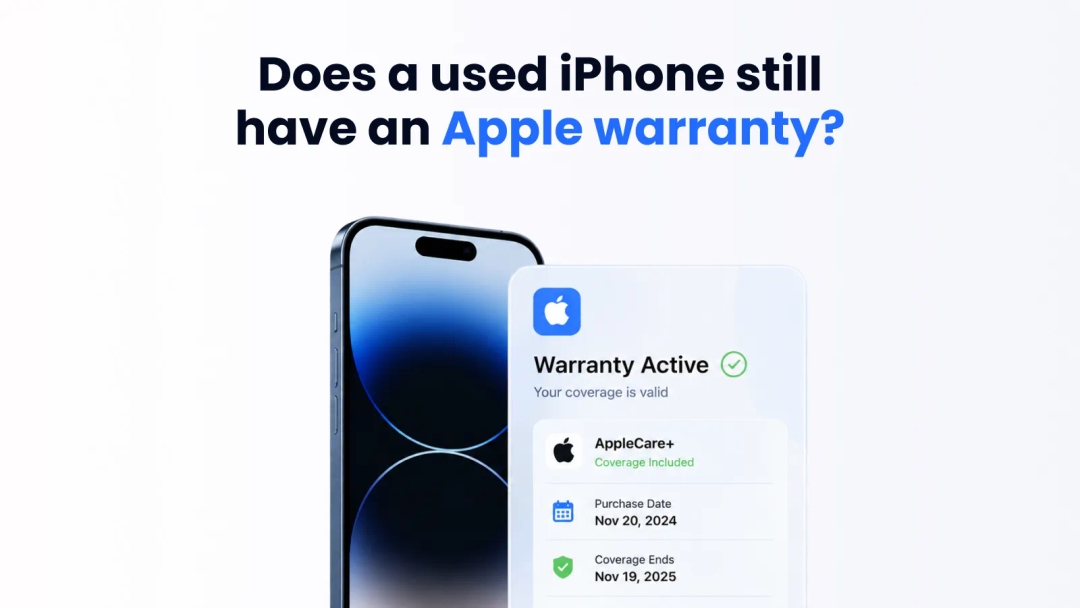 Used iPhone showing an active AppleCare warranty status.