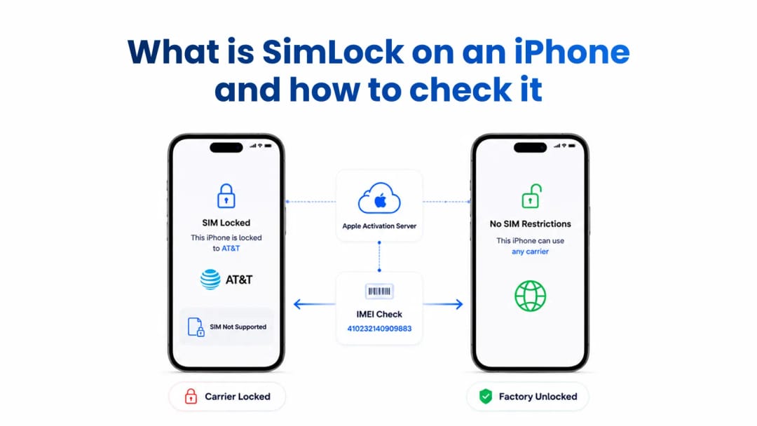 Visual comparison of a carrier-locked iPhone and a factory-unlocked iPhone