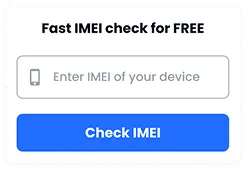 IMEI check form with input field and Check IMEI button on mobile interface