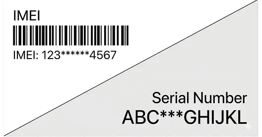 Example illustration showing the IMEI or serial number